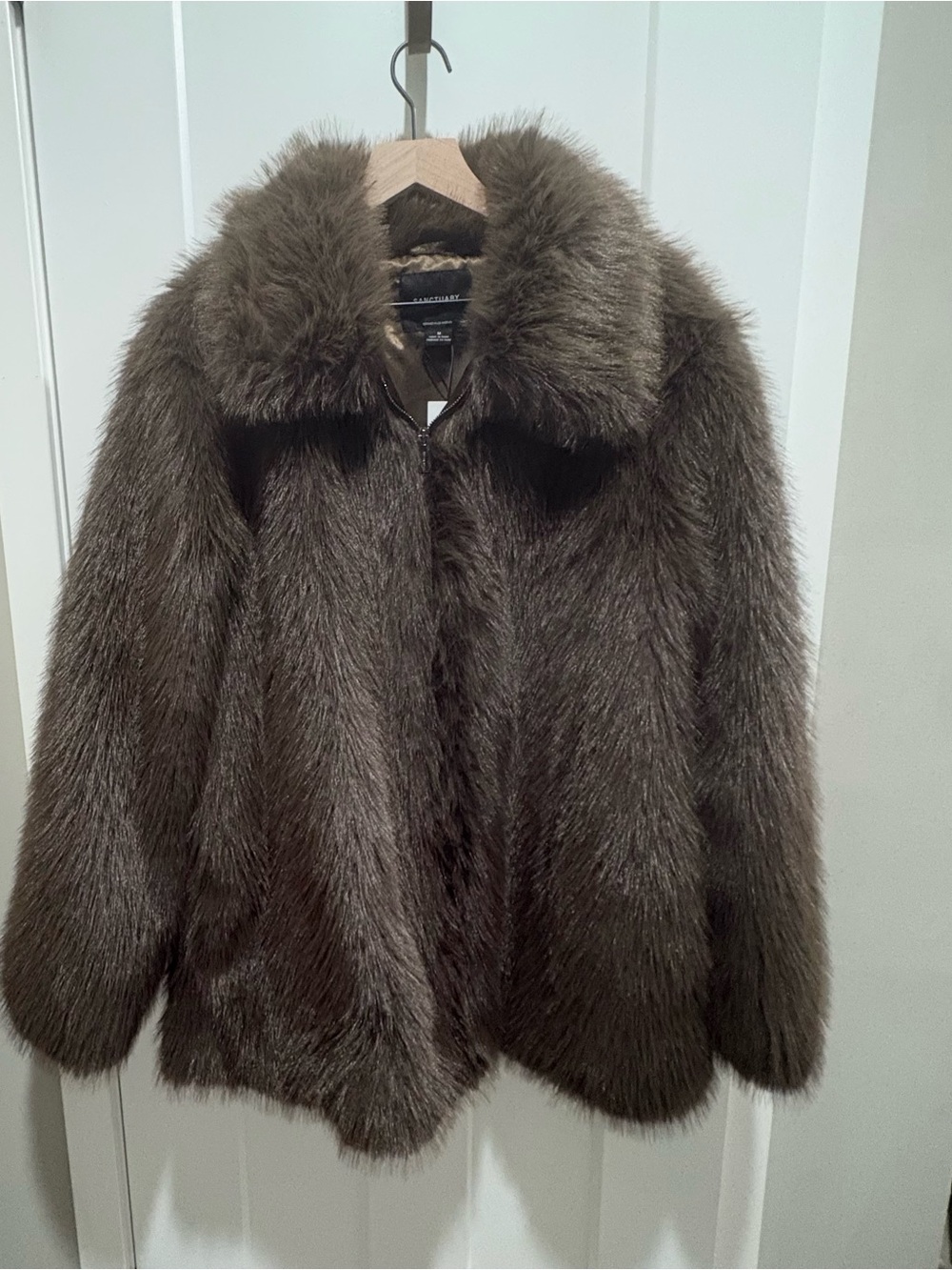 Sanctuary Taupe Faux-Fur Teddy Jacket